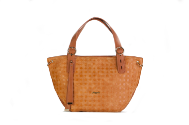 JS068 szeroka torebka brąz/camel wytłaczane kwiaty
